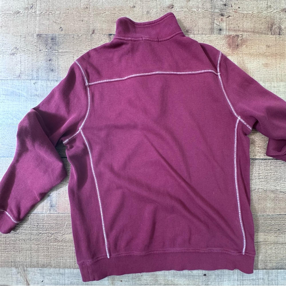 TOMMY BAHAMA RELAX 1/4 Zip 100% Cotton Sweatshirt Small Burgundy Merlot Color - Picture 6 of 9